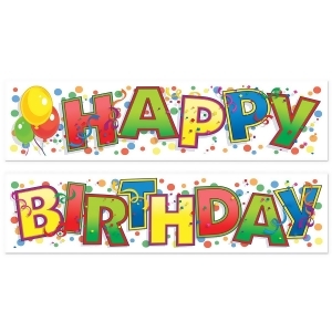 Club Pack of 24 Multi-Colored Happy Birthday Banner Hanging Decorations 5' - All