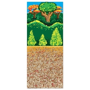 Pack of 6 Gamers 8-Bit Forest Photo Backdrop Wall Decorations 4' x 30' - All