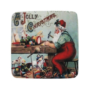 Pack of 8 Absorbent Santa Claus Jolly Christmas Workshop Cocktail Drink Coasters 4 - All