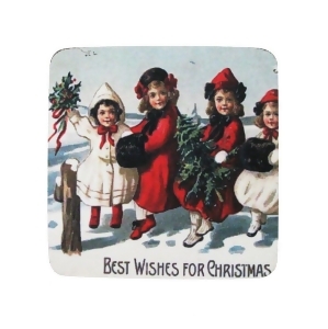 8 Absorbent Antique Style Best Wishes for Christmas Cocktail Drink Coasters 4 - All