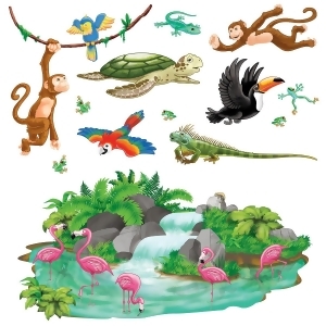 Club Pack of 156 Colorful Tropical Animals and Foliage Themed Party Wall Decoration 5.5' - All