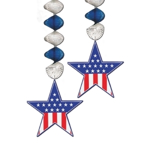Club Pack of 24 Patriotic Red White and Blue Star Dangler Hanging Decorations 30 - All