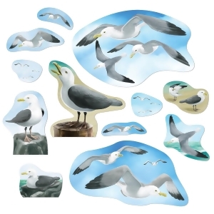 Club Pack of 144 White Gray and Blue Nautical Seagull Cutout Party Decorations 18.5 - All