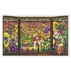 Pack of 6 Window View of Mardi Gras Parade Party Theme Wall Decoration 62 - All