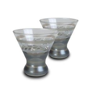 Set of 2 Pewter Vine Hand Painted Cosmopolitan Wine and Dessert Glasses 8.25 Ounces - All