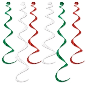 Club Pack of 36 Metallic Red White and Green Twirly Whirly Hanging Decorations 36 - All