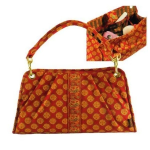 Maggi B French Country Red Mosaic Quilted East West Handbag - All