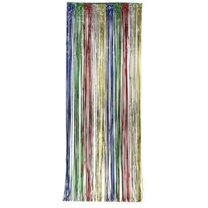 Pack of 6 Multi-Colored Fringe Hanging Foil Door Curtain Party Decorations 8' x 3' - All