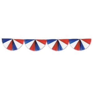 Club Pack of 12 Red White and Blue Patriotic Fan Garland Party Decorations 9' - All