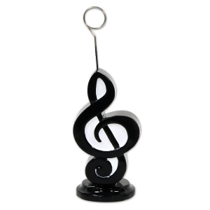 Pack of 6 Black Musical Note Photo or Balloon Holder Party Decorations 6 oz. - All