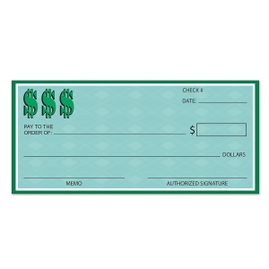 Club Pack of 12 Green Casino Night Winner's Check Cutout Party Decorations 26.75 - All