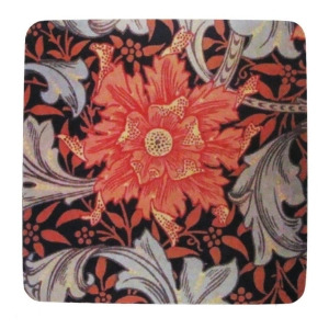 Pack of 8 Absorbent Red Flourish and Flower Print Cocktail Drink Coasters 4 - All