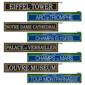 Club Pack of 48 Historic French Street Sign Cutout Parisian Party Decorations 24 - All