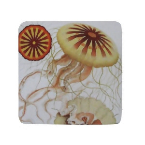Pack of 8 Absorbent Nautical Antique Style Jelly Fish Print Cocktail Drink Coasters - All