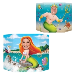 Pack of 6 Mermaid Themed Double Sided Stand Up Cutout Photo Prop Decorations 37 - All