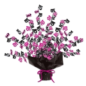 Club Pack of 12 Black and Pink Metallic Spray Sweet 16 Party Table Centerpiece 15 - All