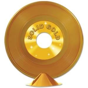 Club Pack of 12 Gold 50's Rock and Roll Plastic Record Centerpiece Party Decorations 9 - All