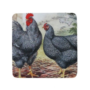 Pack of 8 Rural Farm Rooster Hen Antique Style Print Cocktail Drink Coasters 4 - All