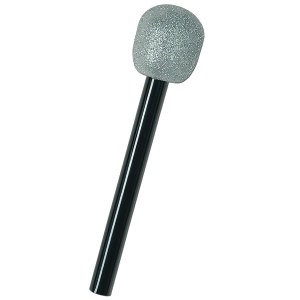 Pack of 12 Black and Silver Glittered Hand Microphone 10 - All