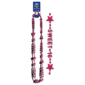 Club pack of 24 Shiny Black and Pink Sweet Sixteen and Star Beads 35 - All