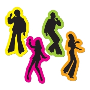 Club Pack of 48 Double Sided Retro 70's Silhouette Cutout Decorations 14 - All