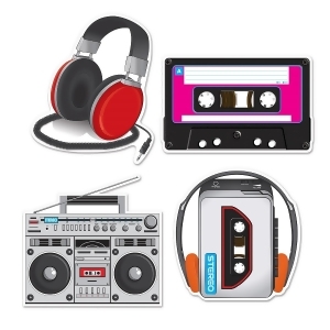 Club Pack of 48 Multi-Colored Rockin' 80's Cassette Player Cutout Party Decorations 14 - All