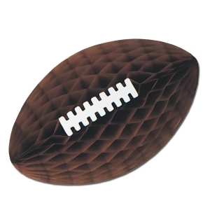 Club Pack of 12 Brown Honeycomb Tissue Football with Laces Party Decorations 12 - All
