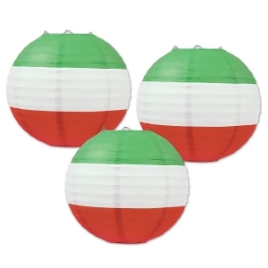Club Pack of 18 Red White and Green Striped Hanging Paper Lantern Party Decorations 9.5 - All