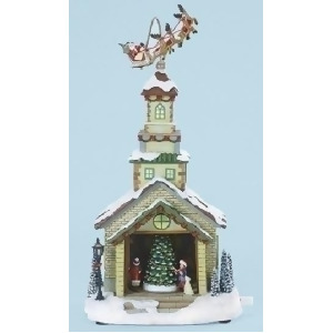 15 Musical Led Lighted Church with Rotating Santa and Sleigh Christmas Table Top Decoration - All