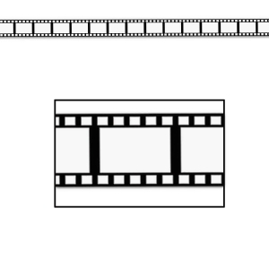Pack of 3 Black and White Filmstrip Decorating Streamers 15 x 100' - All