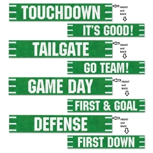 Club Pack of 48 Green and White Game Day Football Street Sign Cutout Sports Party Decorations 24 - All