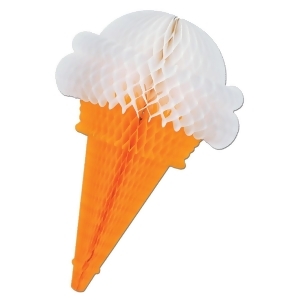 Club Pack of 12 Delicious Honeycomb Tissue Ice Cream Cone Hanging Decorations 15.5 - All