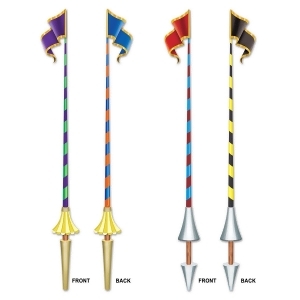 Club Pack of 24 Multi-Colored Jointed Medieval Jousting Pole Cutout Decorations 6' - All