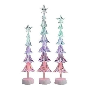 Set of 3 Icy Crystal Led Slim Christmas Tree with Star Christmas Table Top Figures 16 - All