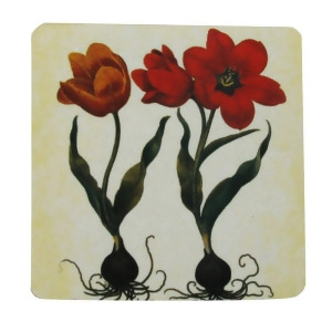Pack of 8 Absorbent Antique Style Botanical Tulip Print Cocktail Drink Coasters 4 - All