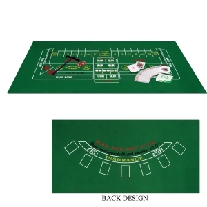 Club Pack of 6 Blackjack and Craps Set with Green Game Felt 18 x 36 - All