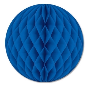 Club Pack of 24 Blue Honeycomb Hanging Tissue Ball Party Decorations 12 - All