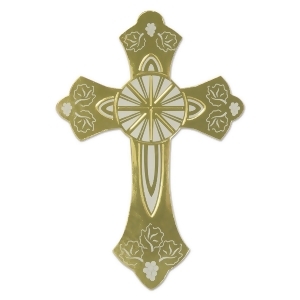 Club Pack of 24 Metallic Gold Foil Cross Silhouette Cutout Decorations 6.5 - All