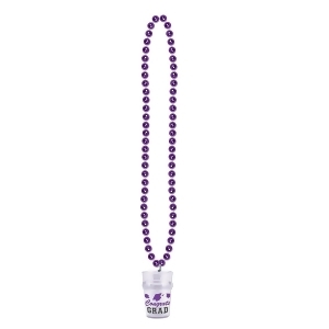 Club Pack of 12 Metallic Purple Beads with Congrats Grad Glass Party Necklaces 33 - All
