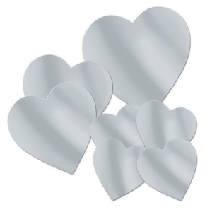 Club Pack of 84 Pre-Packaged Wedding Themed Silver Foil Heart Cutout Decorations 12 - All