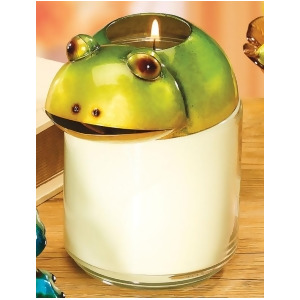 5.5 Hand Painted Metal Colorful Green Frog Jar Candle Topper - All