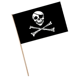 Club Pack of 12 Black and White Crossbones Pirate Flag Decoration Sticks 17 - All
