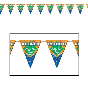 Pack of 12 Multi-Colored Retired The Fun Begins Pennant Banner 12' - All