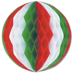 Pack of 12 Red White and Green Honeycomb Hanging Tissue Ball Decorations 19 - All