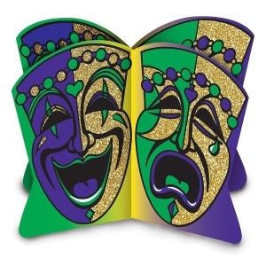 Club Pack of 12 Green Purple and Gold Glittered 3-D Mardi Gras Party Table Centerpiece - All