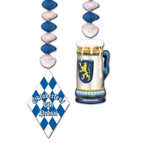 Club Pack of 12 Blue and White German Oktoberfest Dangler Party Decorations 30 - All