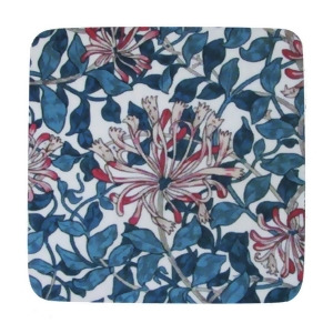 Pack of 8 Absorbent Blue and Red Abstract Floral Print Cocktail Drink Coasters 4 - All