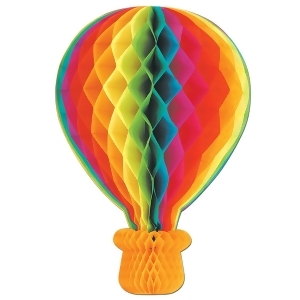 Pack of 6 Rainbow Colored Honeycomb Tissue Hot Air Balloon Hanging Decorations 22 - All