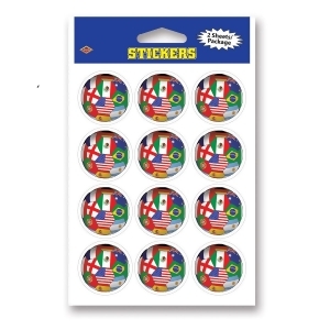 Club Pack of 24 Multi-Colored International Flags Soccer Ball Decorative Sticker Sheets 6 - All