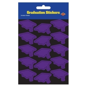Club Pack of 48 Purple Mortarboard Graduation Cap Sticker Sheets 7.5 - All